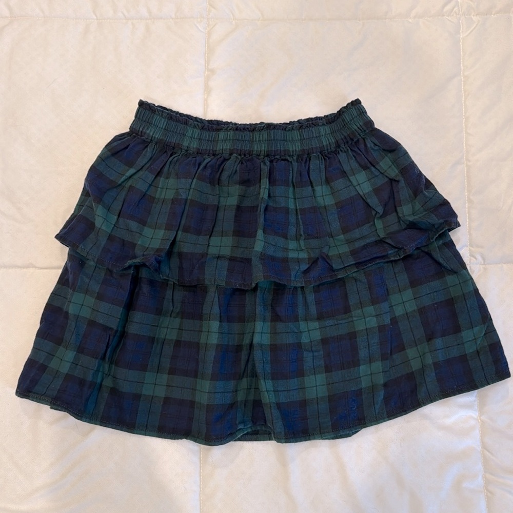 Crewcuts Black Watch Plaid Tiered Flannel Skirt
